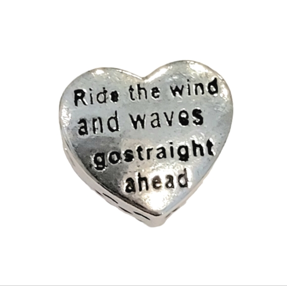 Surfing Heart Blue Silver 925 Connector Bracelet Charm - Picture 3 of 6